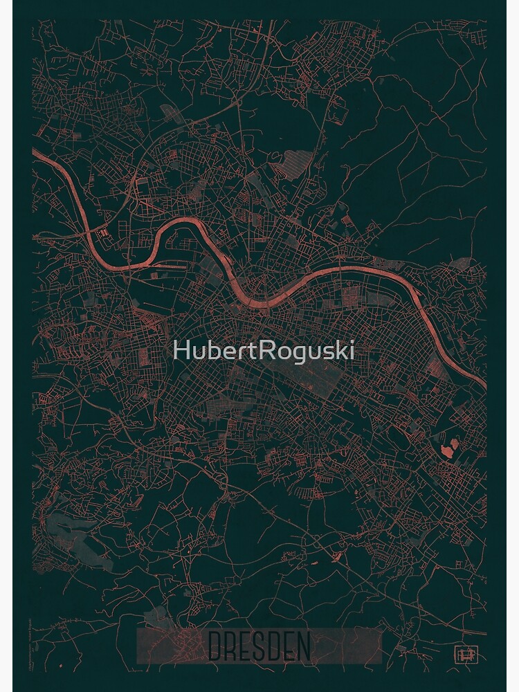 Thumbnail 3 of 3, Poster, Dresden Map Red designed and sold by HubertRoguski.