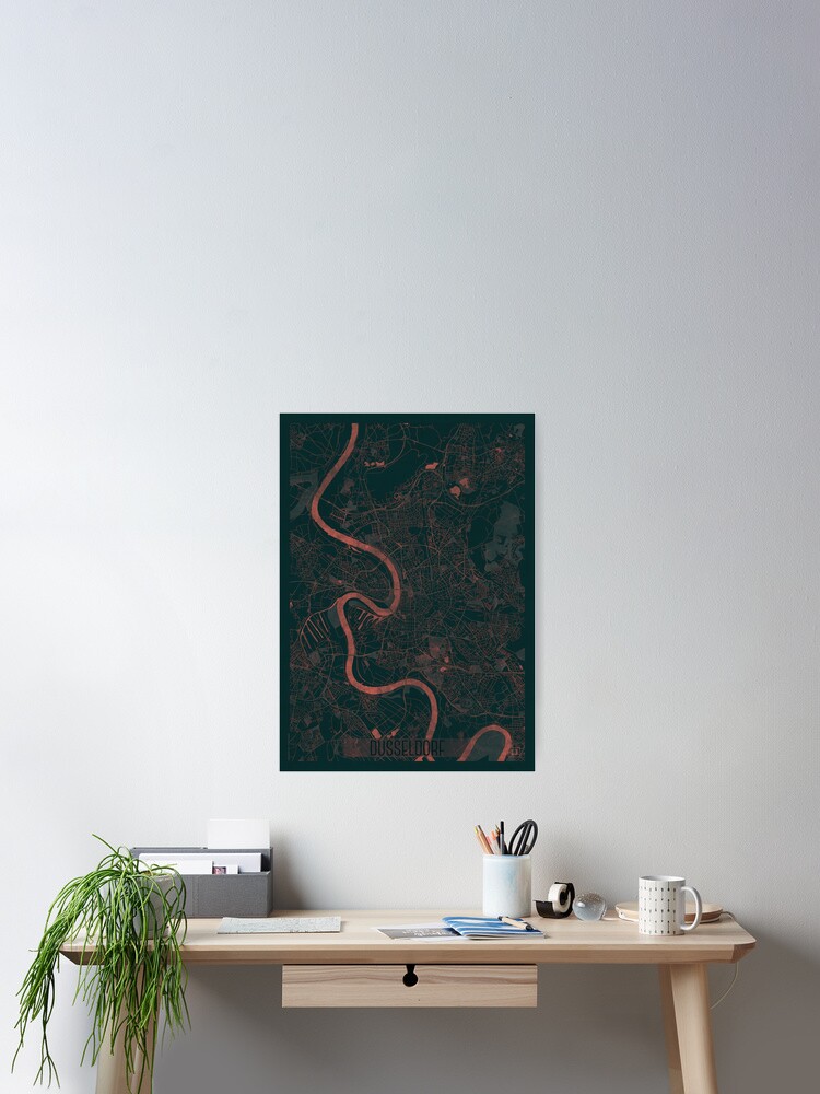 Thumbnail 1 of 3, Poster, Dusseldorf Map Red designed and sold by HubertRoguski.