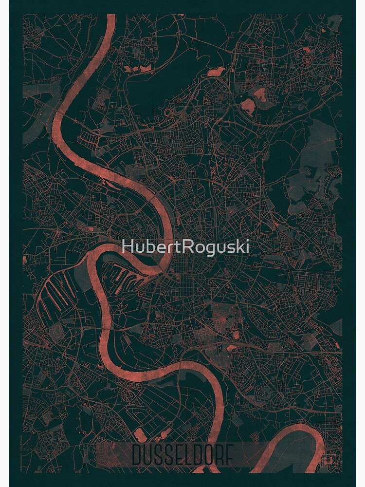 Thumbnail 3 of 3, Poster, Dusseldorf Map Red designed and sold by HubertRoguski.