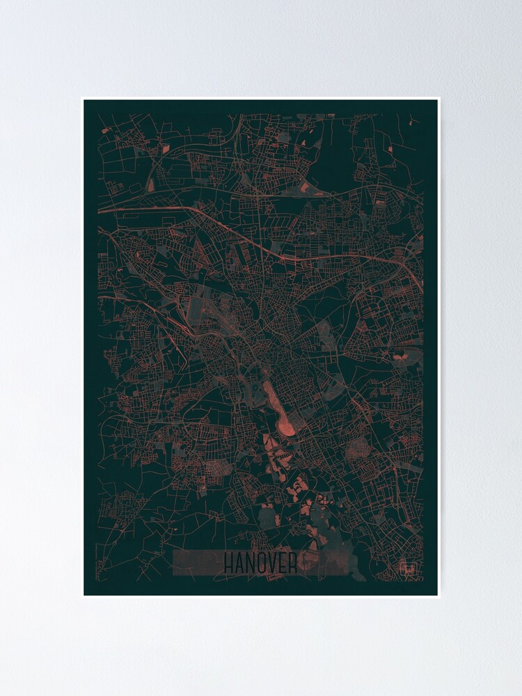Thumbnail 2 of 3, Poster, Hanover Map Red designed and sold by HubertRoguski.