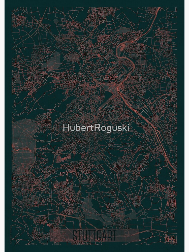 Stuttgart Map Red by HubertRoguski