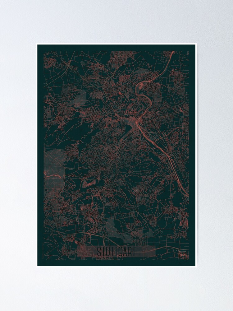 Alternate view of Stuttgart Map Red Poster