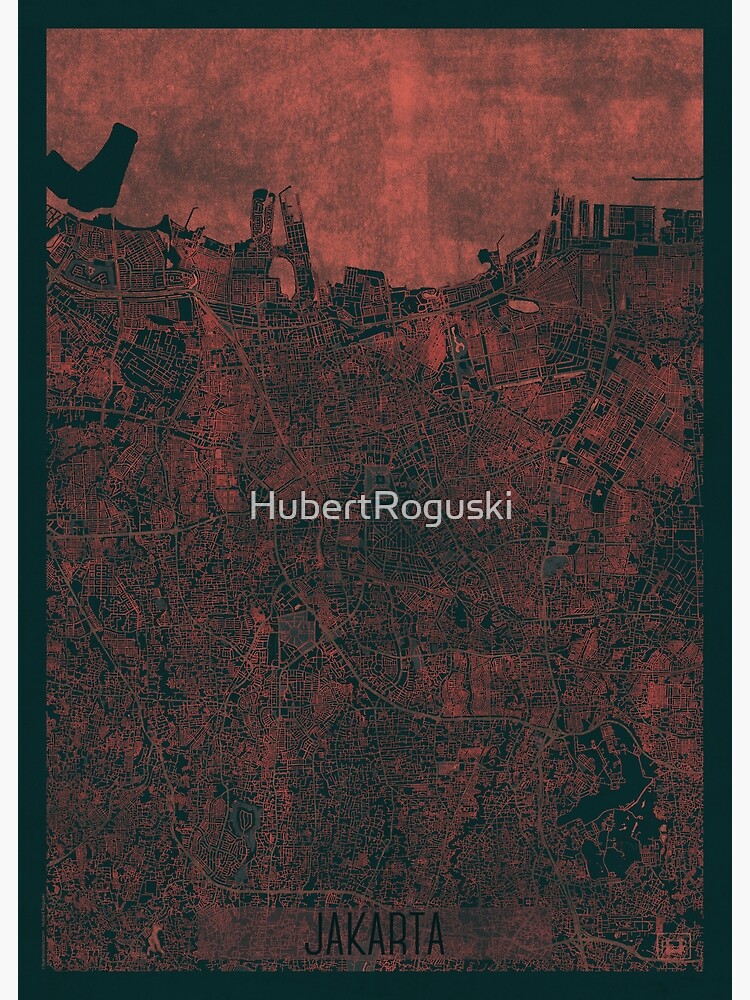 Jakarta Map Red by HubertRoguski