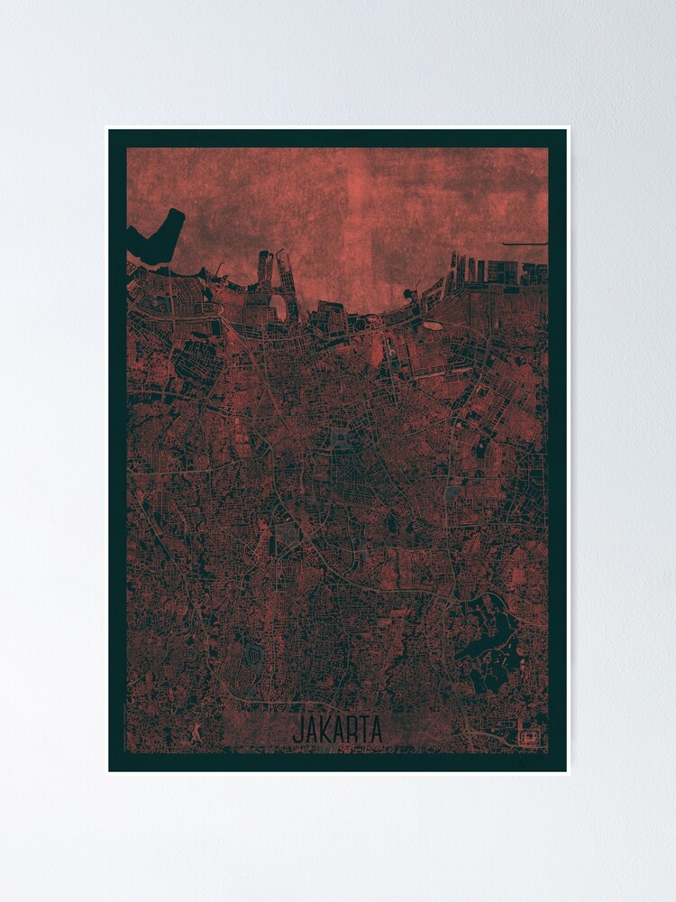 Alternate view of Jakarta Map Red Poster