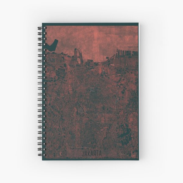 Jakarta Map Red Spiral Notebook
