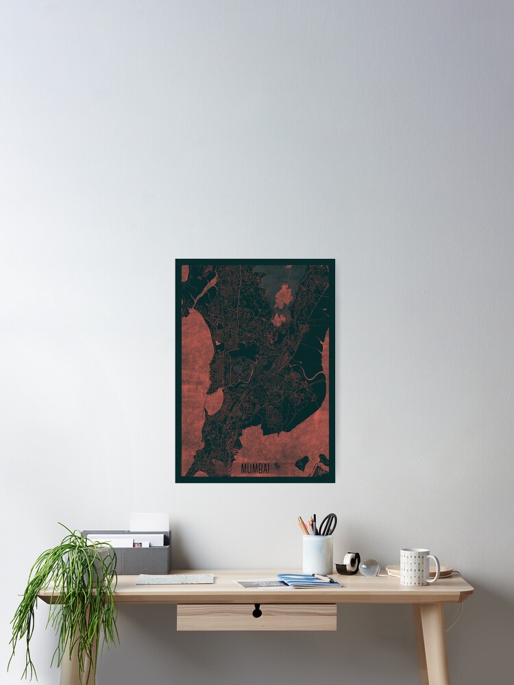 Thumbnail 1 of 3, Poster, Mumbai Map Red designed and sold by HubertRoguski.