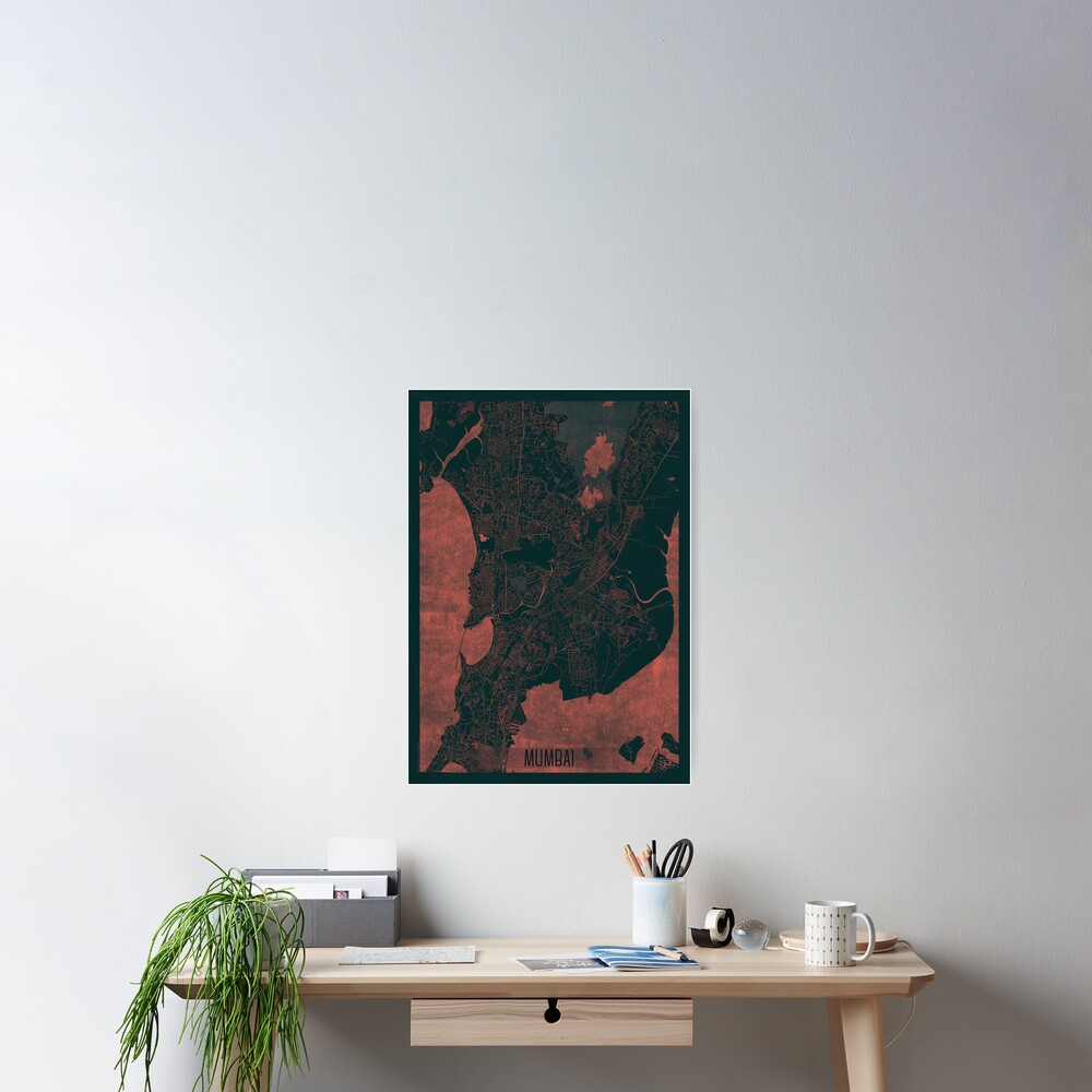 Mumbai Map Red Poster