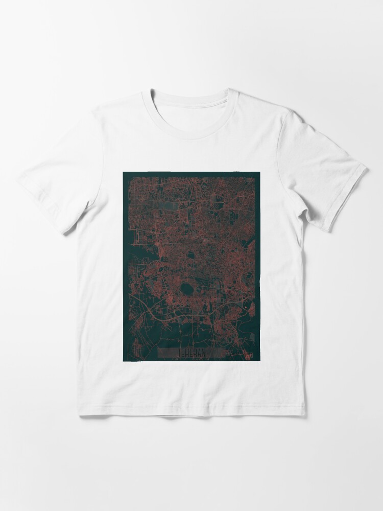 Alternate view of Teheran Map Red Essential T-Shirt