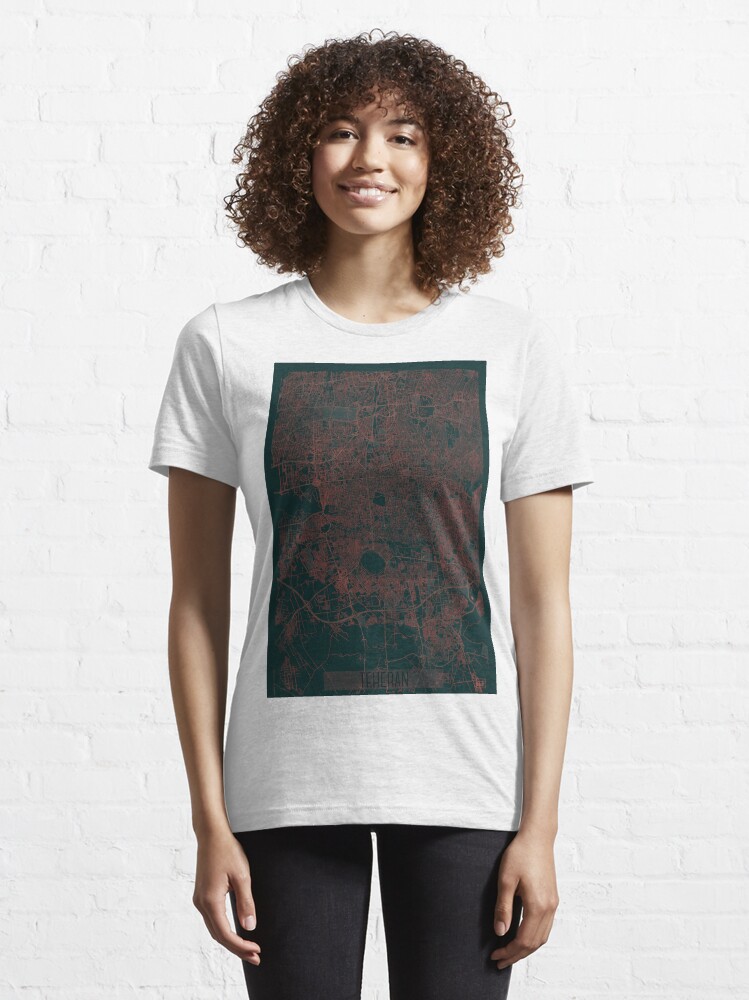 Alternate view of Teheran Map Red Essential T-Shirt