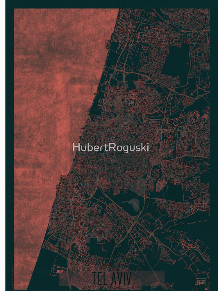 Tel Aviv Map Red by HubertRoguski