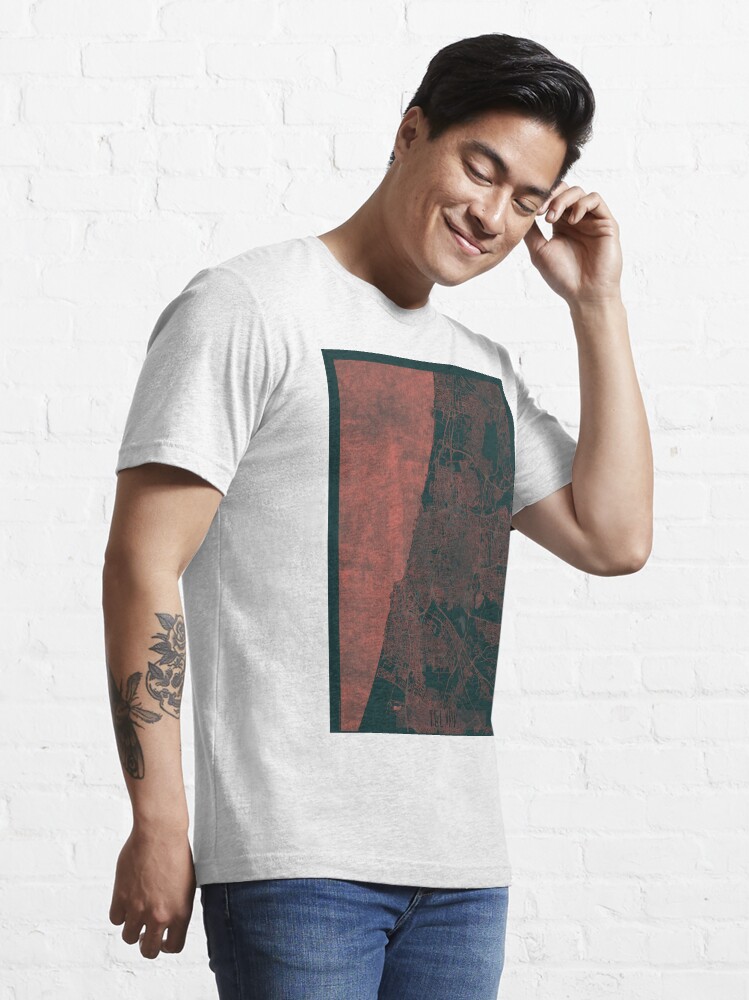 Alternate view of Tel Aviv Map Red Essential T-Shirt