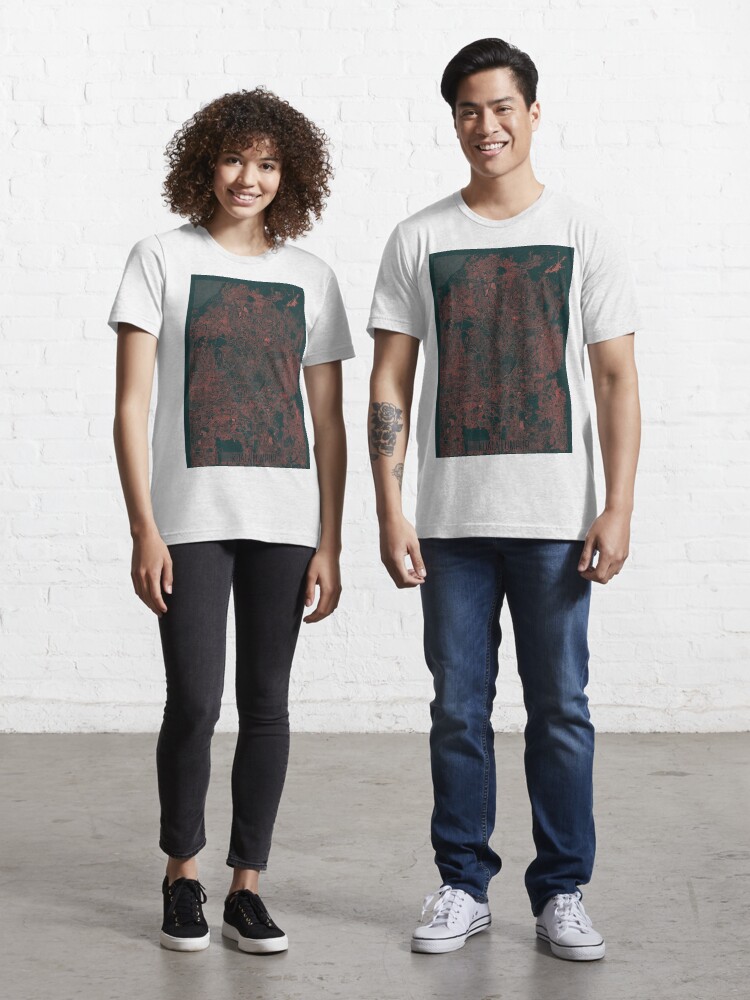 Thumbnail 1 of 7, Essential T-Shirt, Kuala Lumpur Map Red designed and sold by HubertRoguski.