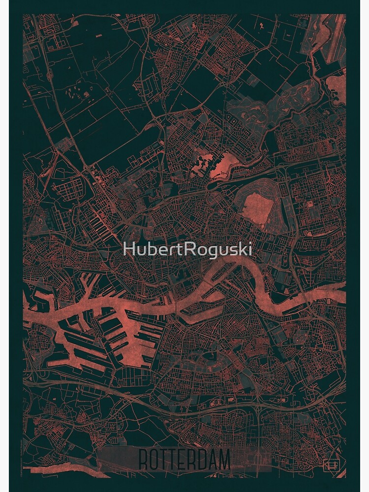 Thumbnail 3 of 3, Poster, Rotterdam Map Red designed and sold by HubertRoguski.