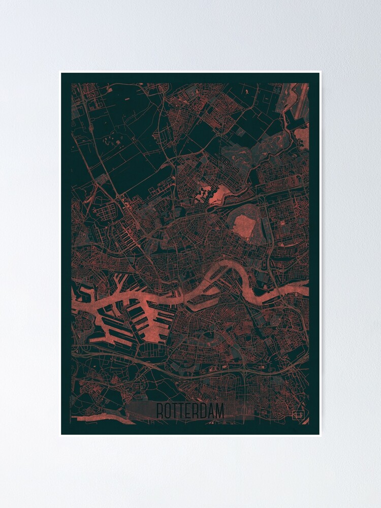 Thumbnail 2 of 3, Poster, Rotterdam Map Red designed and sold by HubertRoguski.