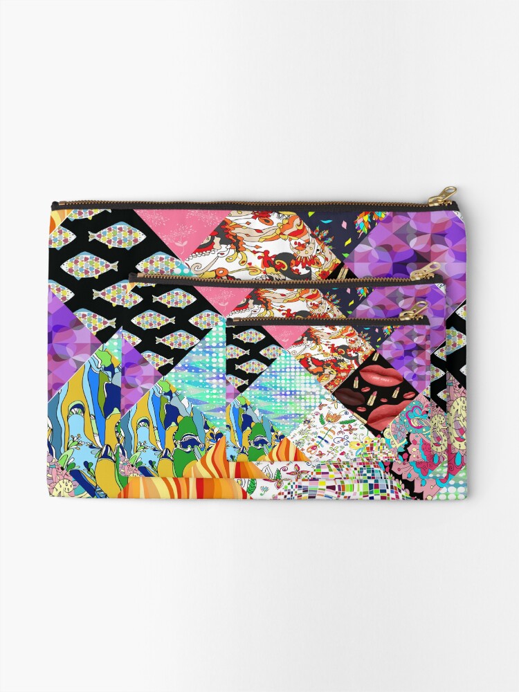 Thumbnail 2 of 4, Zipper Pouch, Patchwork pattern. designed and sold by AlisaRED.