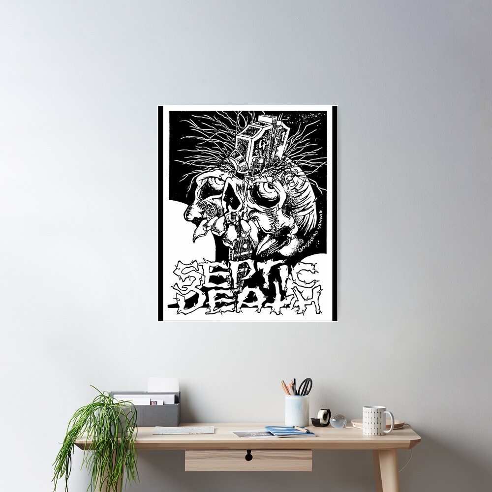 Pushead Septic Death black and white vintage | Poster