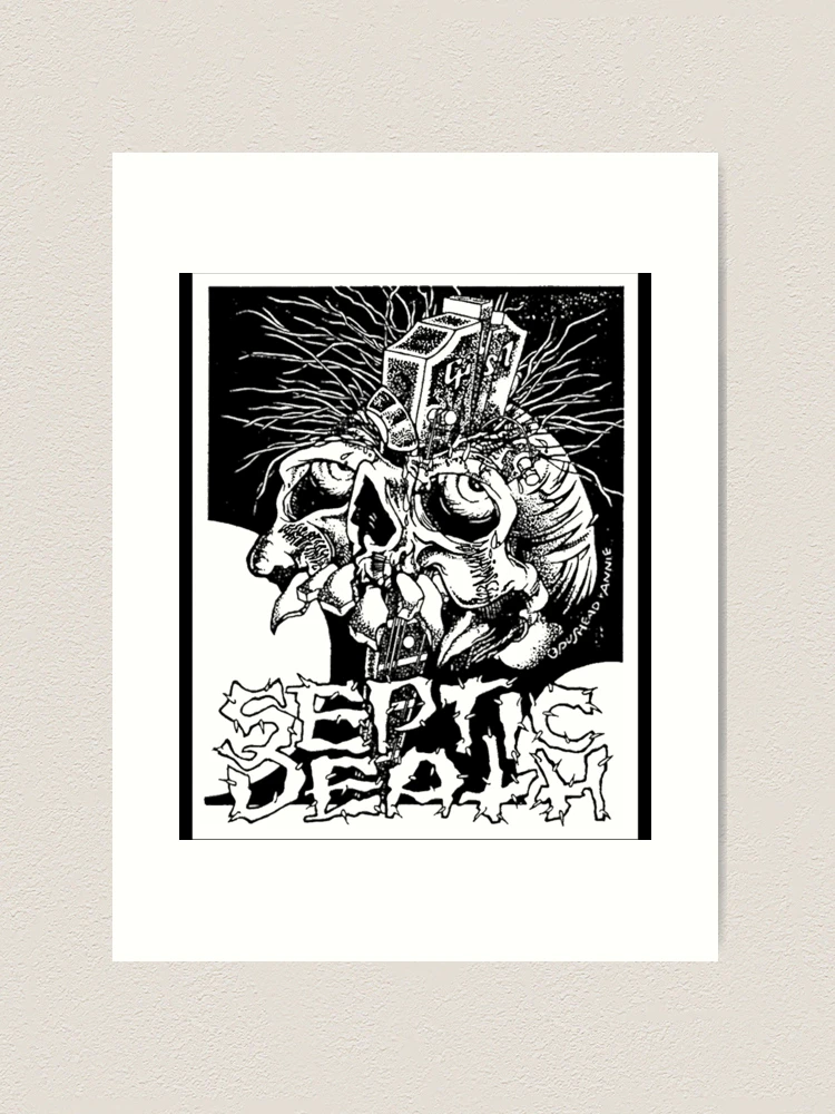 Pushead Septic Death black and white vintage