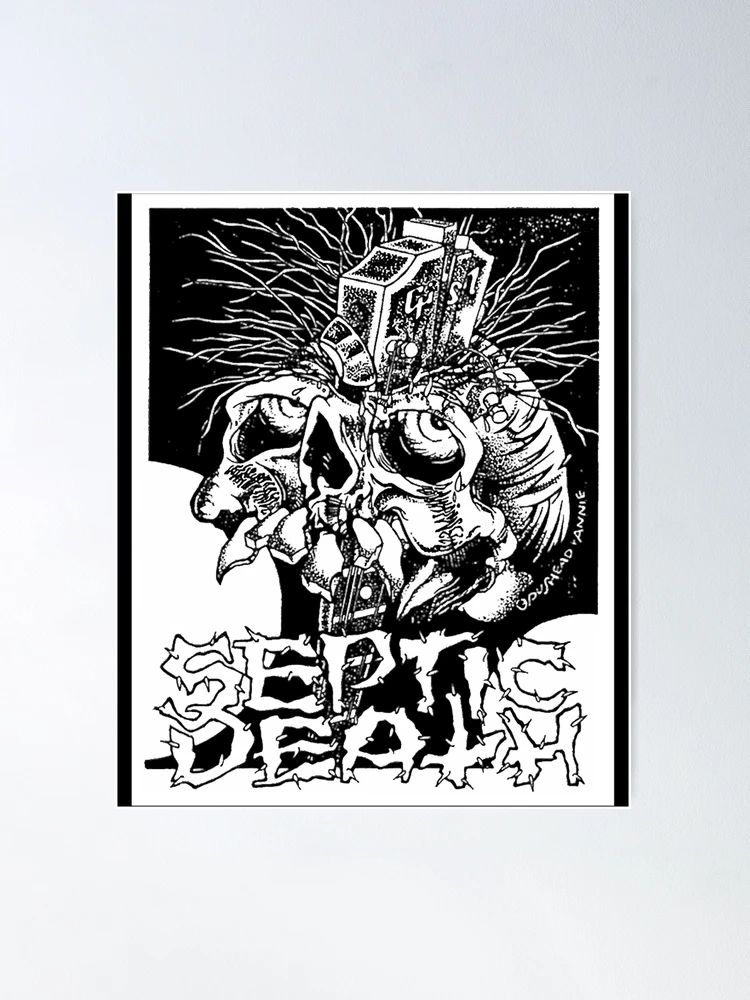 Pushead Septic Death black and white vintage | Poster