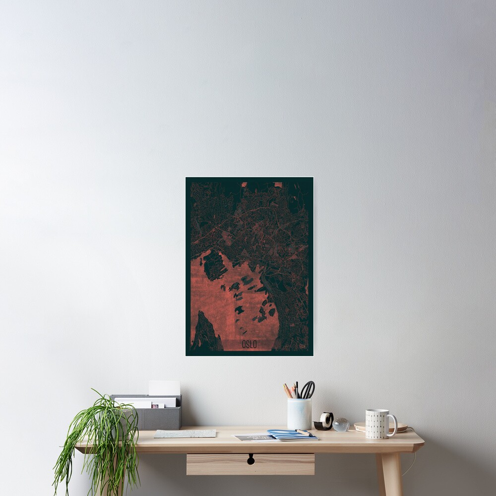 Oslo Map Red Poster