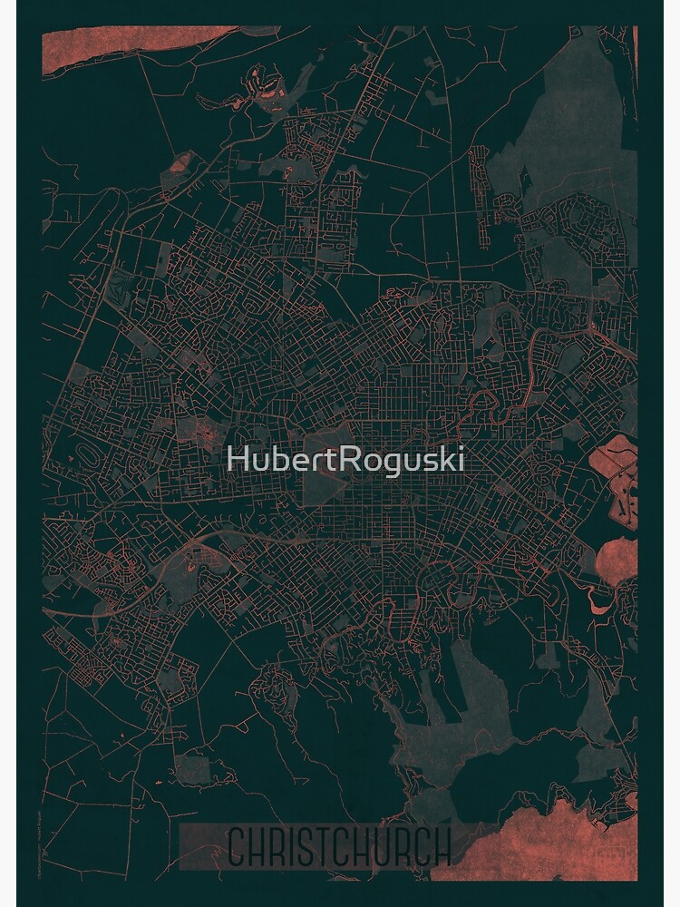Christchurch Map Red by HubertRoguski
