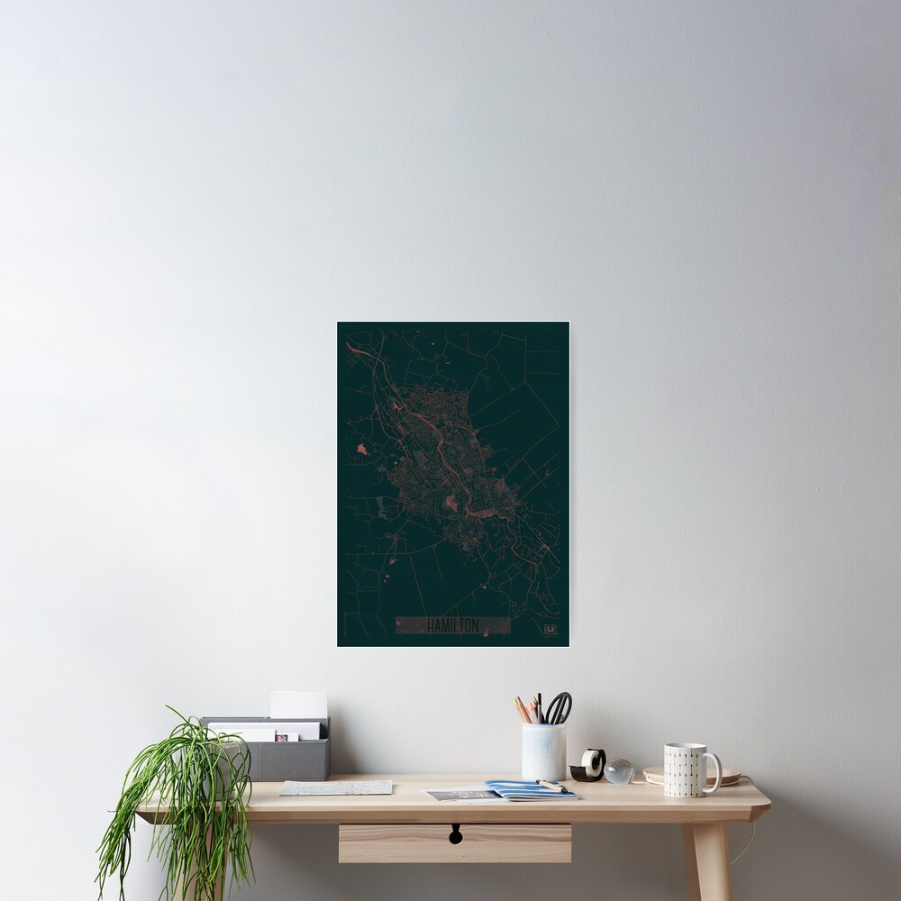 Hamilton Map Red Poster