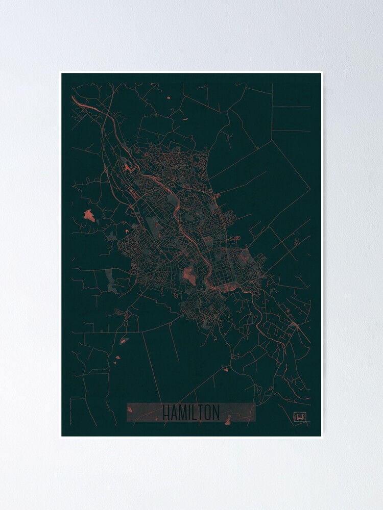 Alternate view of Hamilton Map Red Poster