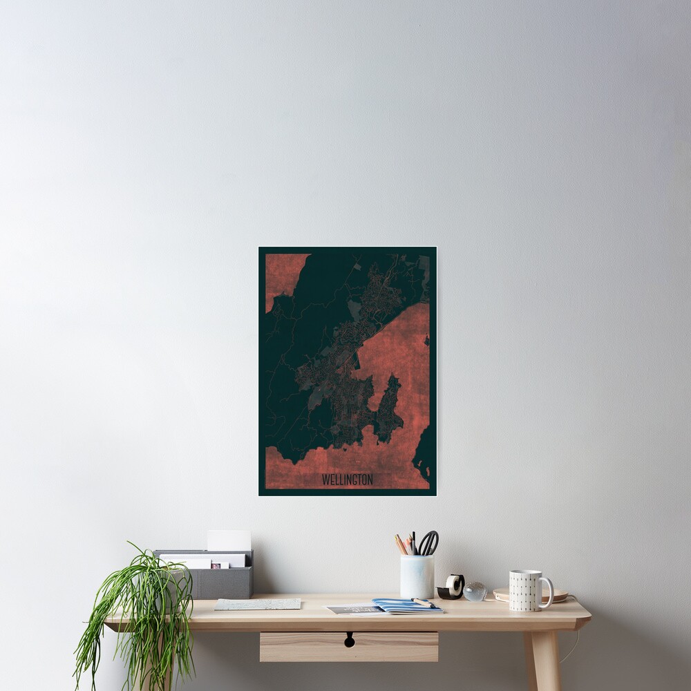 Wellington Map Red Poster