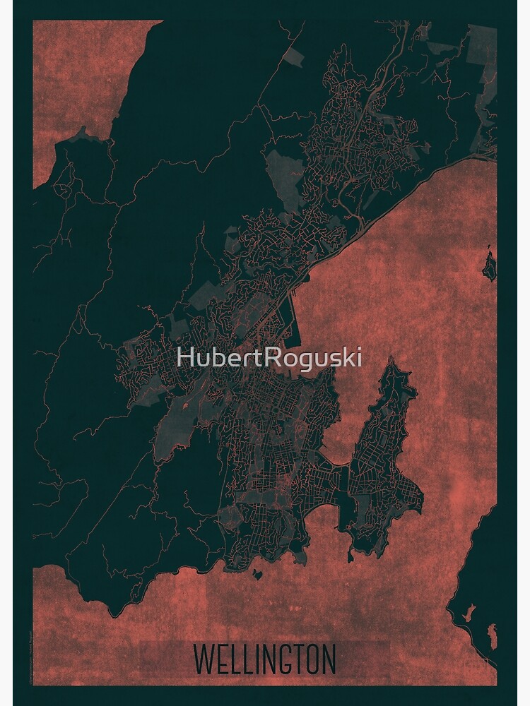 Wellington Map Red by HubertRoguski