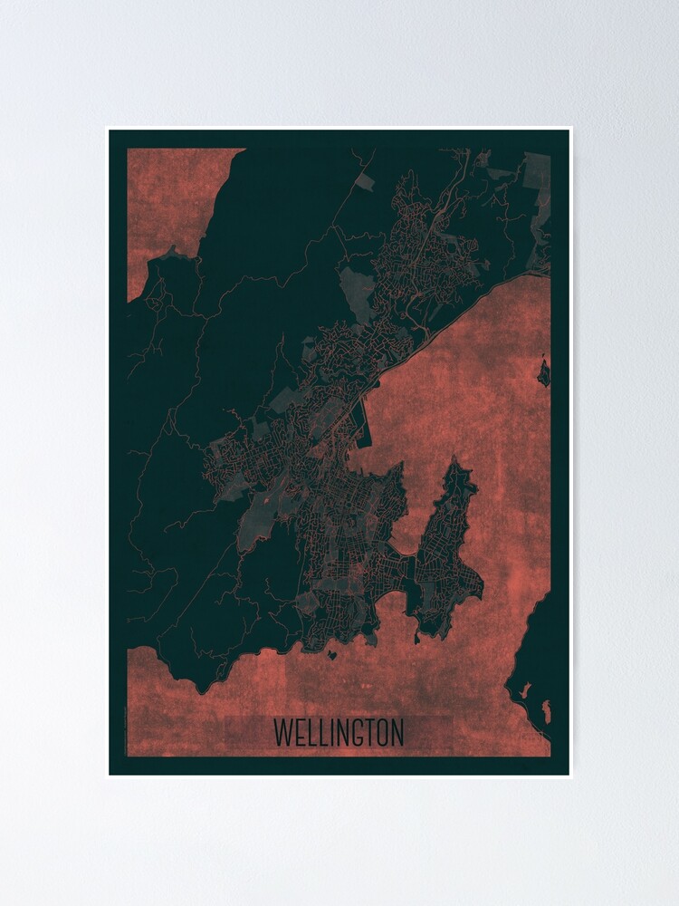 Alternate view of Wellington Map Red Poster