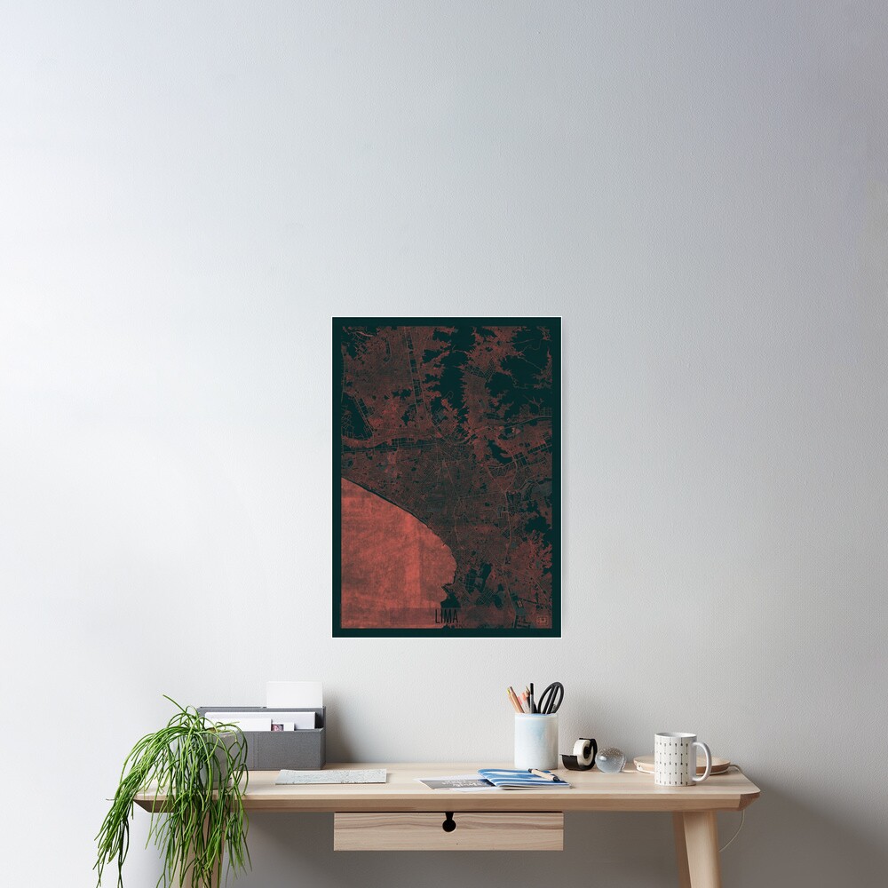 Lima Map Red Poster