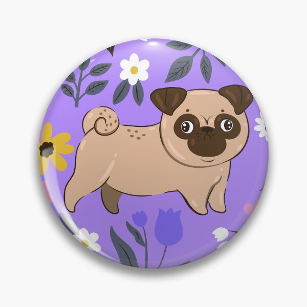 Item preview, pattern with pugs and flowers designed and sold by burbura.