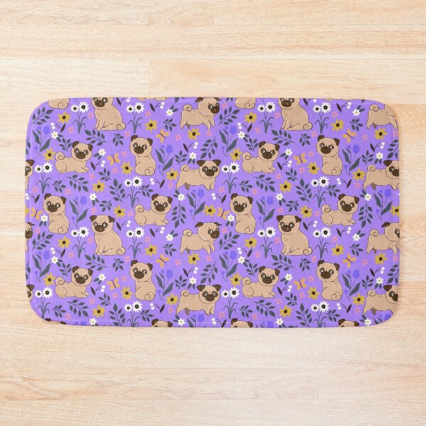 Item preview, pattern with pugs and flowers designed and sold by burbura.