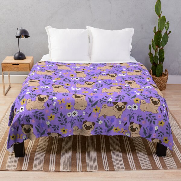 Item preview, pattern with pugs and flowers designed and sold by burbura.