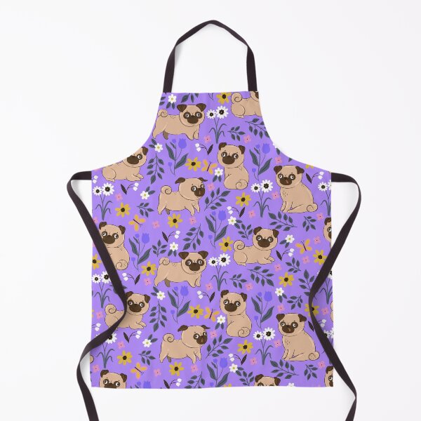 Item preview, pattern with pugs and flowers designed and sold by burbura.