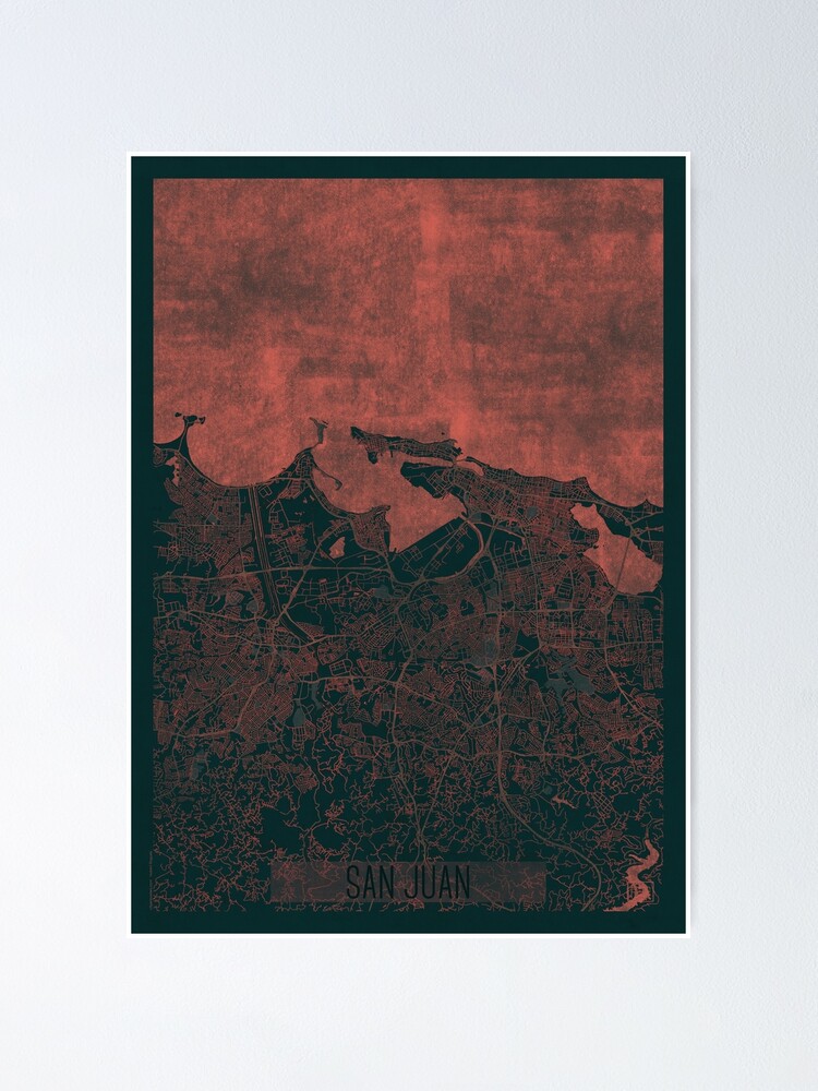 Alternate view of San Juan Map Red Poster