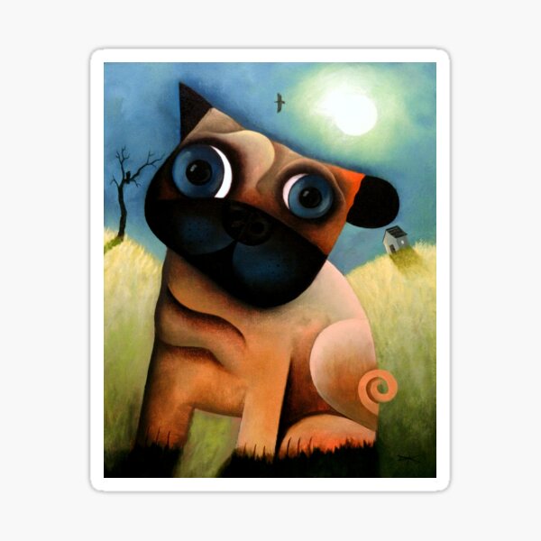 Pug Dog in the Yard Sticker