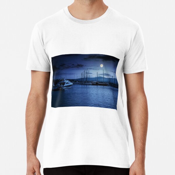 yacht at the pier at night Premium T-Shirt