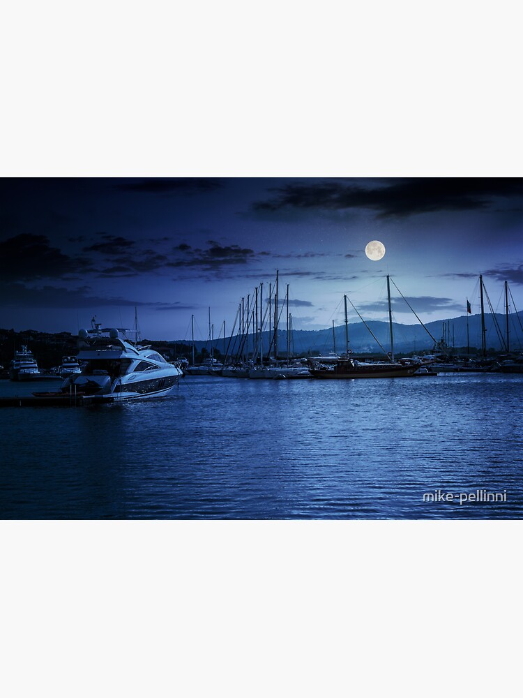 yacht at the pier at night by mike-pellinni