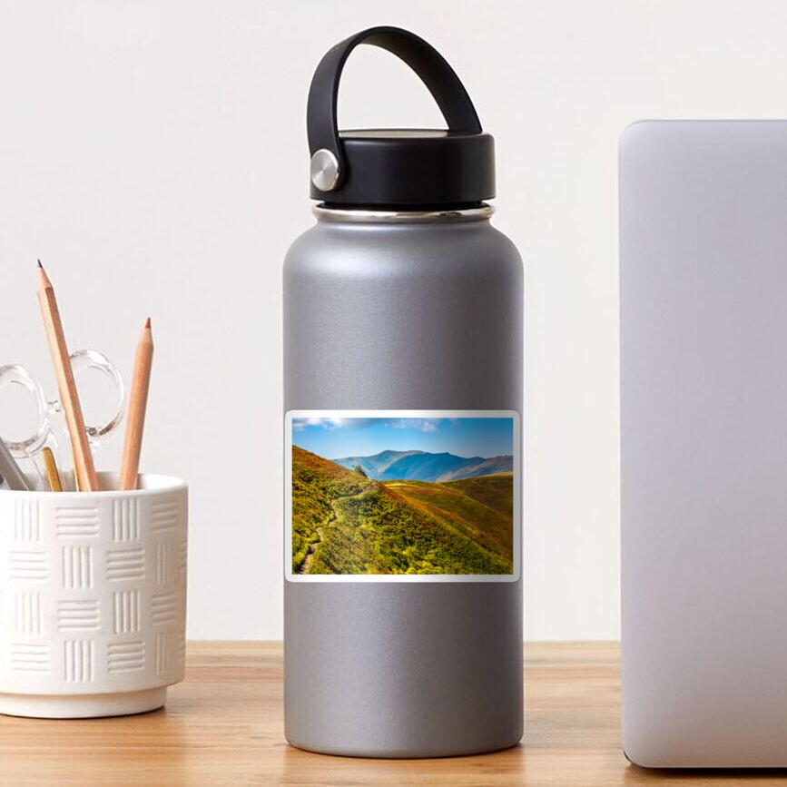 path through the mountain ridge in summer Sticker