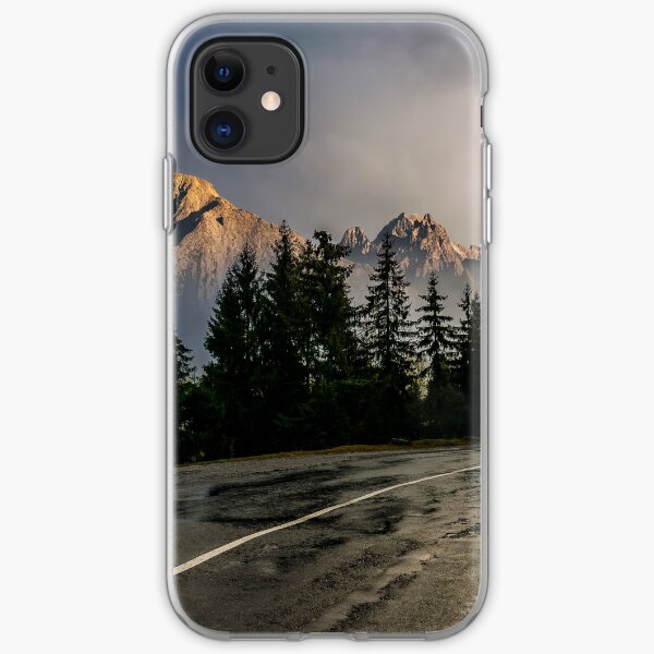 road to High Tatra Mountain Ridge in stormy weather iPhone Soft Case