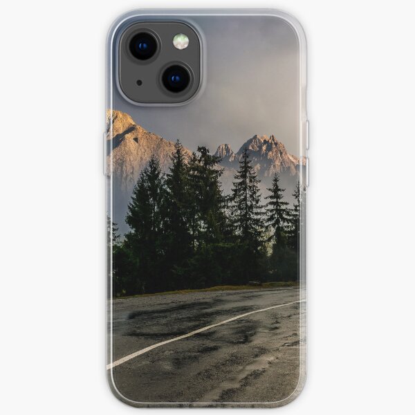 road to High Tatra Mountain Ridge in stormy weather iPhone Soft Case