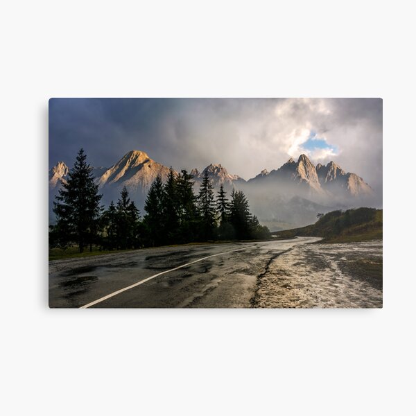 road to High Tatra Mountain Ridge in stormy weather Metal Print
