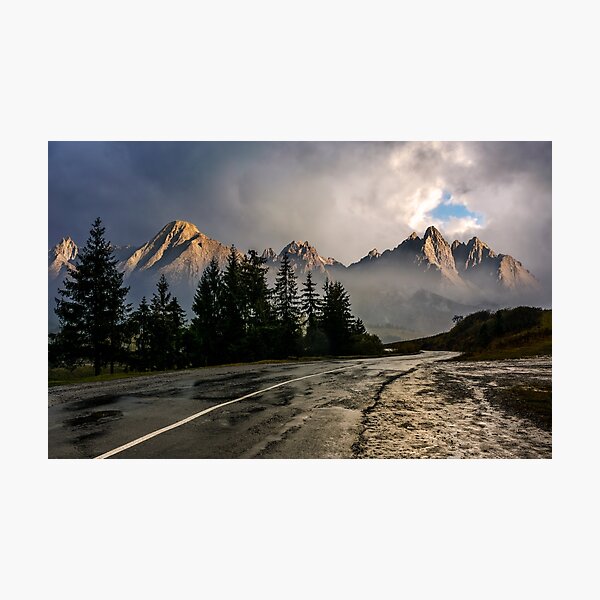 road to High Tatra Mountain Ridge in stormy weather Photographic Print