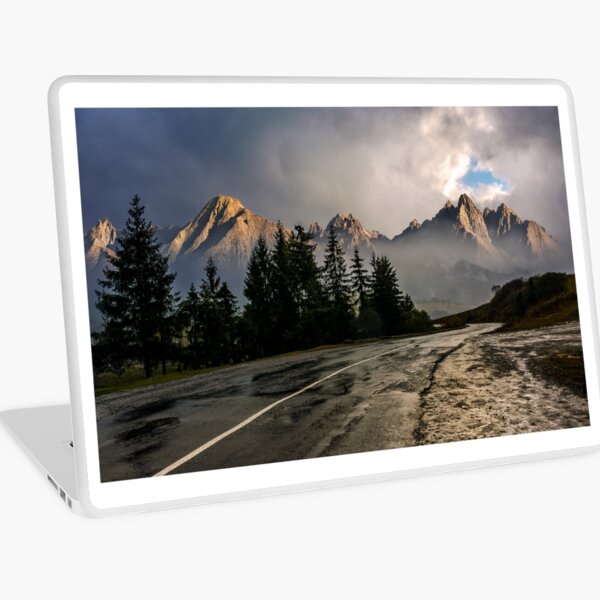 road to High Tatra Mountain Ridge in stormy weather Laptop Skin