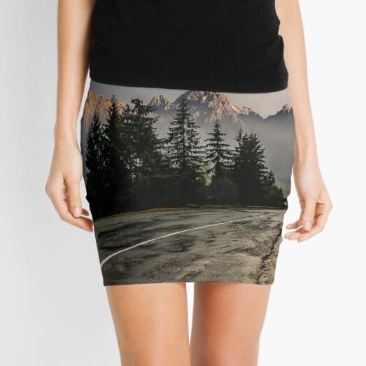 road to High Tatra Mountain Ridge in stormy weather Mini Skirt