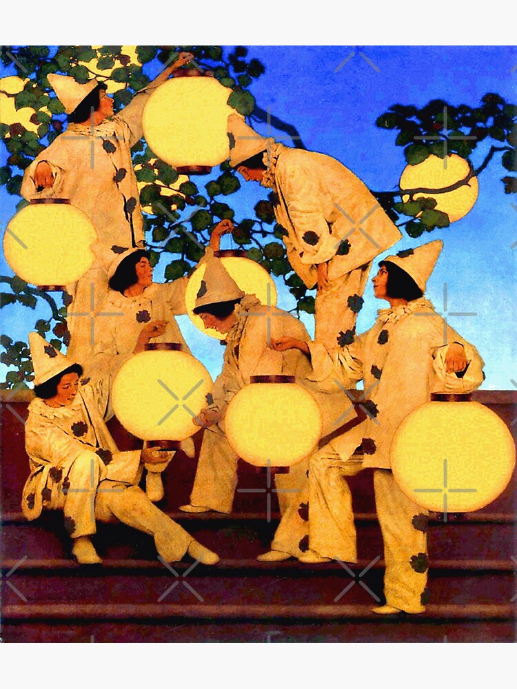 Maxfield Parrish The Lantern Bearers 1908 Sticker For Sale By Sky Art   Bg,f8f8f8 Flat,750x,075,f Pad,750x1000,f8f8f8 