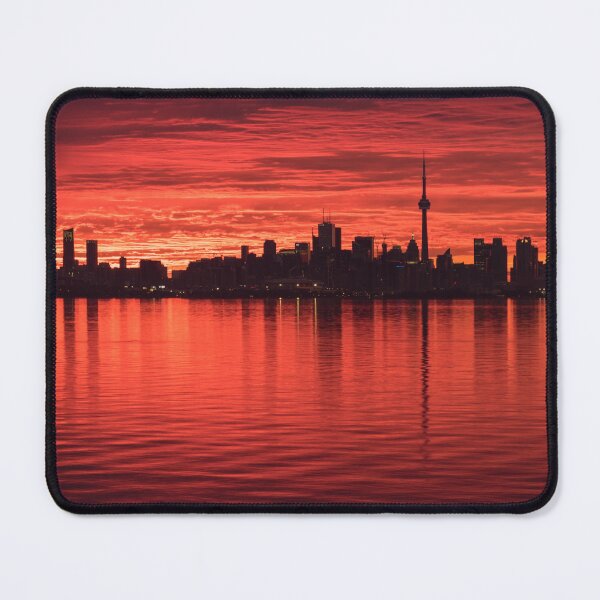 Item preview, From Below the Horizon - Flamboyant Sunup Behind Toronto Distinctive Skyline designed and sold by Georgia Mizuleva.