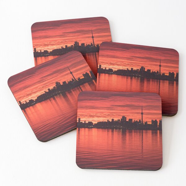 Item preview, From Below the Horizon - Flamboyant Sunup Behind Toronto Distinctive Skyline designed and sold by Georgia Mizuleva.