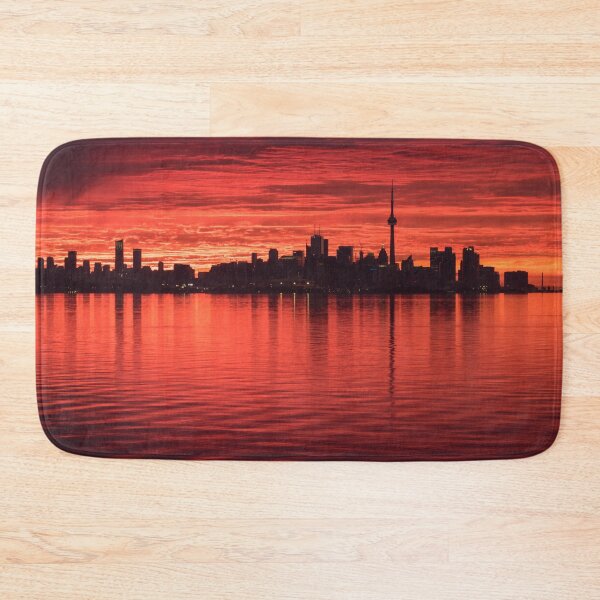 Item preview, From Below the Horizon - Flamboyant Sunup Behind Toronto Distinctive Skyline designed and sold by Georgia Mizuleva.