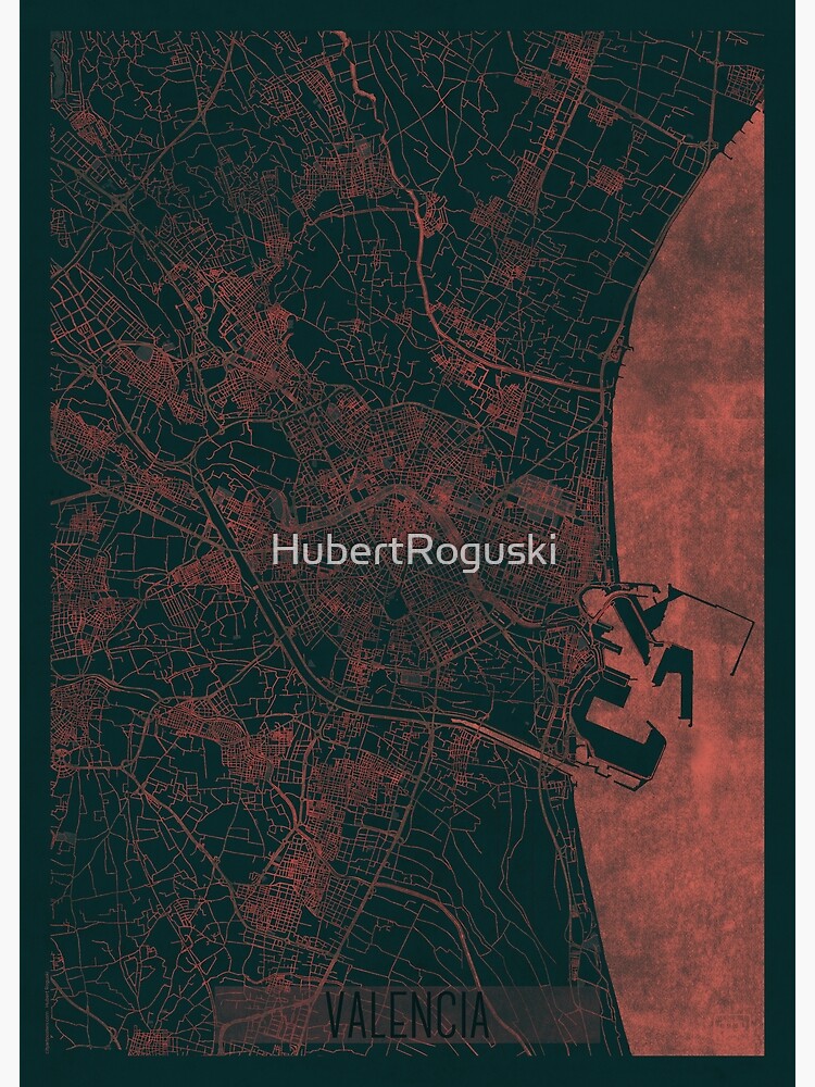 Valencia Map Red by HubertRoguski